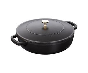 Faitout à sauter avec couvercle de marmite en fonte auto-arrosant O 24 cm noir Chistera Staub