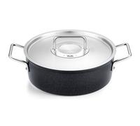 Faitout bas ADAMANT 28 cm, avec couvercle de marmite en acier inoxydable, noir, aluminium, Fissler