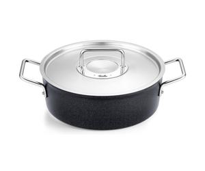 Faitout bas ADAMANT 28 cm, avec couvercle de marmite en acier inoxydable, noir, aluminium, Fissler