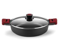 Faitout basse - 28 cm - Aluminium coulé - Avec couvercle en verre