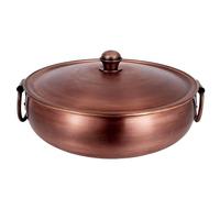 Faitout Cuivre Épais Artisanal, Antiadhésif avec Couvercle,Compatible Four | Faitout cuivre artisanal extra épais avec couvercle. Antiadhésif, compatible four, idéal pour shabu et ragoûts(34cm)