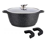 Faitout effet pierre - SHEPLER - 28 cm - Anti-adhésif - Couvercle en verre - Compatible induction