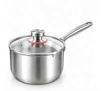Faitout en acier inoxydable avec corps épais, chauffage uniforme, casserole | Batterie de cuisine avec construction épaisse à 3 couches, bords lisses, versement facile pour frire, bouillir et sauter