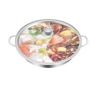 Faitout en acier inoxydable de 34 cm avec couvercle en verre - Hotpot avec cloison de séparation - 2 compartiments - Casserole chinoise en acier inoxydable - Yin Yang - Double casserole chaude pour