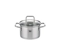 Elo Faitout inox 18/10 14 cm avec couvercle verre induction | Mijotage précis en petit volume, 1 2 L pour soupes et sauces, Inox 14 cm, Four et lave vaisselle