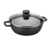Faitout fonte avec couvercle en verre 32 cm noir Lacor