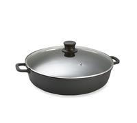 Faitout fonte avec couvercle en verre 36 cm noir Lacor