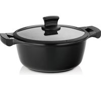 Kela Faitout en fonte d'aluminium Stella Nova 24 cm 3,5 L avec couvercle verre Induction Noir
