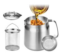 Faitout Friteuse En Inox 304 3,5 L Avec Panier Et Filtre, Pot À Huile Avec Bec Verseur Et Couvercle, Lavable Lave-Vaisselle