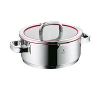 WMF Function 4 marmite grande 24 cm, couvercle en verre, rôtissoire induction 4,1 l, acier inoxydable poli Cromargan, 4 fonctions de versement, graduation interne, rouge