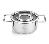 Faitout haut PURE 16 cm, avec couvercle de marmite en verre, argent, acier inoxidable, Fissler