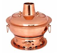 Faitout mongol en cuivre pur de 34 cm, chauffage électrique et charbon de | Design de cheminée fendue pour les repas de famille partagés, les fêtes et le service de casseroles chaudes.