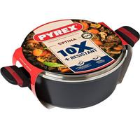 Faitout PYREX Optima, 24 cm, Noir, Aluminium Recyclé, Revêtement Céramique Antiadhésif