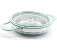 Faitout Rétractable Silicone, Diamètre 20 cm, Couvercle Verre, Compatible Tous Feux Sauf Induction, Bleu