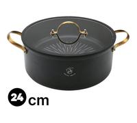 Faitout Royal Swiss 24 cm avec couvercle silicone - Marmite profonde revêtement marbre antiadhesif - Compatible induction et durable