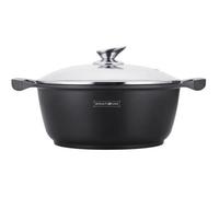 Royalty Line Rl-Gsm 20 24 26 28 30 32 34 CM Marmorbeschichtung Casserole avec Couvercle en Verre - Rl-hs1014m Rouge Pourriture, RL-GS32M BLACK 32cm