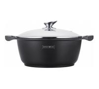 Faitout - ROYALTY LINE - Effet Pierre 28 cm - Couvercle en verre - Compatible induction - Non-collant