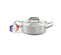 Faitout Triplex Inox 24cm avec Couvercle - 3L - Tous Feux dont Induction - Fabriqué en France - Couleur Argent