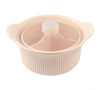 Faitout vapeur en silicone de qualité supérieure avec couvercle transparent, design antidérapant, passe au micro-ondes et à la friteuse à air (beige, taille L)