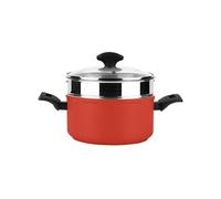 Fagor Faitout vapeur induction Maxima 20 cm, panier vapeur acier inox, couvercle verre, Rouge
