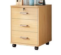 FAJNUZI2024 Armoire à Documents Classeur de bureauarmoire Rangement en Bois à 3 tiroirs Couleur uniearmoire classement avec Serrure rangementroue coulissante Petite Armoire latérale(Beige)