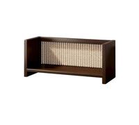FAJNUZI2024 Étagère Bibliothèque Ouverte de Bureau à Domicile, Design Tissage en rotin, étagère Rangement Bois Vintage Bibliothèque(Grand)