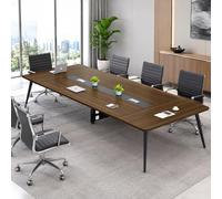 Fakednss Table de conférence Grande Taille avec 2 boîtiers de Gestion des câbles, Plateau Effet Bois de 2,5 cm, Table rectangulaire Moderne pour Salle de réunion, Plusieurs Tailles