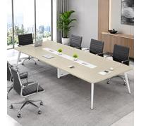 Fakednss Table de conférence Grande Taille avec 2 boîtiers de Gestion des câbles, Plateau Effet Bois de 2,5 cm, Table rectangulaire Moderne pour Salle de réunion, Plusieurs Tailles
