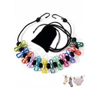 FAKZEP Corde à Linge de Voyage Portable 1,8m, Corde à Linge Camping Antidérapante avec 12 Pinces Colorées, 13 Boucles d'Arrêt, Double Crochet, Fil à Linge Noir pour Extérieur, Sac en Velours
