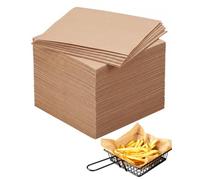 FAKZEP Papier Sulfurisé en Feuilles 20x20 cm, 100 Feuilles de Papier Cuisson Brun Naturel pour Air Fryer et Four, Anti-adhésif et Ingraissable pour Burger et Sandwich