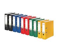 Falken - Classeur Rigide DIN A4 10er Pack breit couleurs assorties | 2 x noir, bleu, rouge, jaune, vert citron vert, fabriqué en Allemagne, revêtement en plastique végétalien