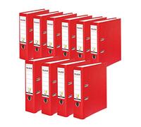 Lot de 10 classeurs en plastique PP-Color Falken d'origine. Fabriqués en Allemagne. Largeur 8 cm, format A4, rouge, vegan, classeurs à anneaux, classeurs à dossiers, classeurs à courrier, classeurs de