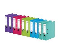 Falken lot de 10 classeurs Chromocolor. 8 cm DIN A4 assortis (2x menthe, bleu clair, vert tilleul, rose, violet). Fabriqué en Allemagne. Classeur à anneaux, à lettres, de bureau, en plastique.