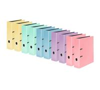 Falken Lot de 10 classeurs PastellColor. Fabriqué en Allemagne. 8 cm, DIN A4. Papier noir à l'intérieur. Assorti à raison de 2 pièces par couleur: 2 rose, 2 vert, 2 violet, 2 jaune et 2 bleu.