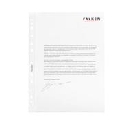 Falken Lot de 100 pochettes transparentes en plastique PP standard. Format A4, transparentes, ouvertes en haut, idéales pour classeurs, cahiers à spirale et chemises.