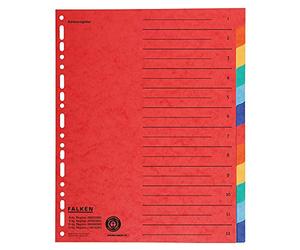 Falken Lot de 12 intercalaires en carton pour format A4+ 24,5 x 30 cm, pleine hauteur avec impression organisationnelle, couleur unie 2 x 6 couleurs pour le rangement des pochettes prospectus
