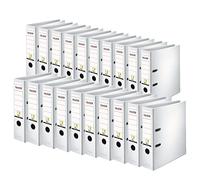 Falken Lot de 20 classeurs en plastique PP Color. Fabriqué en Allemagne. Largeur 8 cm, format A4, blanc, vegan.