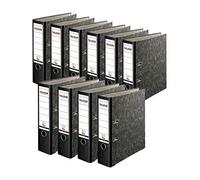 Falken - Réf. 11286523001F - Carton de 10 classeurs à levier Papier marbré A4 RECYCLING PLUS - Gris-dos noir