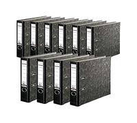 Falken - Réf. 11286549001F - Carton de 10 classeurs à levier Papier marbré A4 RECYCLING PLUS - Gris-dos noir