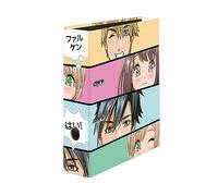 Falken - Réf. 21002192000F -1 classeur à levier 2 anneaux Manga Faces - Format A4 - Dos de 80 mm - Mécanique 70 mm - Dimensions : Longueur 28,5 x largeur 8 cm x hauteur 31,8 cm - motif Manga Faces