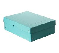 Falken - Ref. 22001864000F - PureBox Pastel - 1 boîte de rangement avec couvercle - emballage cadeau - sans plastique - format A4 - hauteur 100 mm - poignée découpée - entourée d'un ruban - bleu