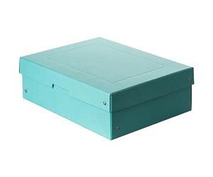 Falken - Ref. 22001864000F - PureBox Pastel - 1 boîte de rangement avec couvercle - emballage cadeau - sans plastique - format A4 - hauteur 100 mm - poignée découpée - entourée d'un ruban - bleu