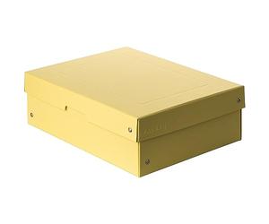 Falken - Ref. 22001936000F - PureBox Pastel - 1 boîte de rangement avec couvercle - emballage cadeau - sans plastique - format A4 - hauteur 100 mm - poignée découpée - entourée d'un ruban - jaune