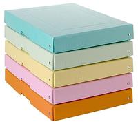 Falken - Ref. 22001952000F - PureBox Pastel - Lot de 5 boîtes de rangement avec couvercle - emballage cadeau - sans plastique - format A4 - H 40 mm - poignée découpée - entourée d'un ruban - assorties