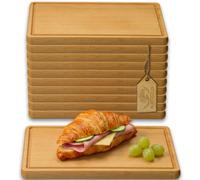 FALKENBERGER Lot de 10 planches à petit-déjeuner en hêtre massif | Fabriqué à la main, sans logo, fabriqué en Europe. Doux pour les couteaux et utilisable des deux côtés