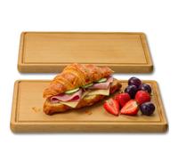 FALKENBERGER Lot de 2 planches à petit-déjeuner en hêtre massif | Fabriqué à la main, sans logo, fabriqué en Europe. Doux pour les couteaux et utilisable des deux côtés