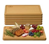 FALKENBERGER Lot de 6 planches à petit-déjeuner en hêtre massif | Fabriqué à la main en Europe. Doux pour les couteaux et utilisable des deux côtés, avec rainure de jus et dos lisse.