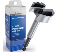 FALKENWALD Foret Forstner 40 mm - Mèche Forstner Bois Dur et Tendre | Meche forstner 40mm pour bois, foret forstner réaffûtable - pour charnières, passages de câbles, contreplaqué et OSB