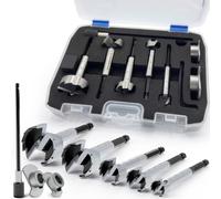 FALKENWALD Foret Forstner 8 pièces Ø 15-35 mm - Coffret Mèche Forstner Bois | Lot de foret forstner 15 à 35 mm avec butée de profondeur et rallonge - meches forstner pour charnière invisible 35 mm