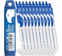 FALKENWALD® Lames de scie sabre (10 pcs) métal - S922BF bi-métal. Pour inox, tubes, profilés, aluminium, panneaux sandwich. Compatibles Bosch, Makita, Einhell